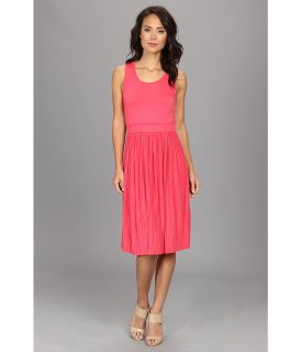 Calvin Klein S/L Pleated Dress Womens Dress (Pink)