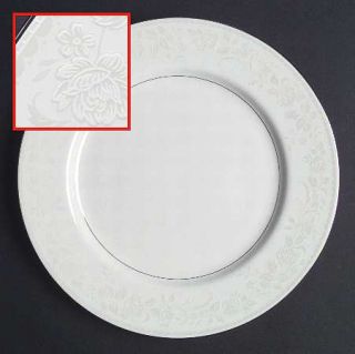 Mikasa Floral Platinum Dinner Plate, Fine China Dinnerware   Bone,White Lace Flo