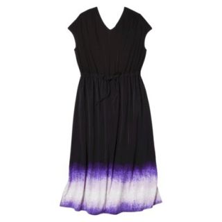 Pure Energy Womens Plus Size Cap Sleeve V Neck Maxi Dress  Black/Purple 3X