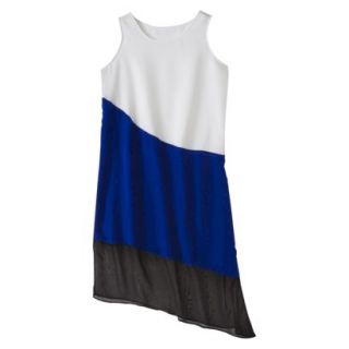 Mossimo Womens Asymmetrical Midi Dress   White/Athens Blue XL