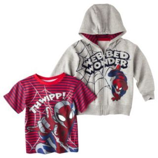 Spider Man Infant Toddler Boys Tee Shirt and Hoodie Set   Gray 3T