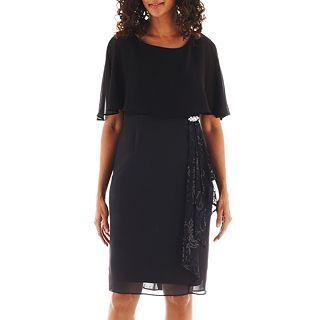 Dana Kay Embellished Side Ruffle Dress, Black