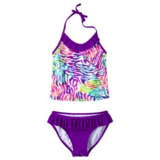 Xhilaration Girls Purple Halter Tankini Swimsuit   L