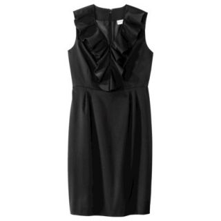 Merona Womens Twill Ruffle Neck Dress   Black   10