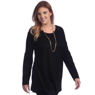 La Cera Womens Plus Size Rayon Knit Long Sleeve Tunic