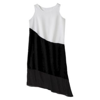 Mossimo Womens Asymmetrical Midi Dress   White/Black XS