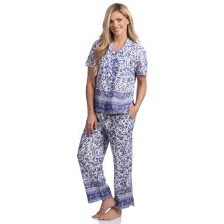 La Cera Womens Cotton Floral 2 piece Pajama Set