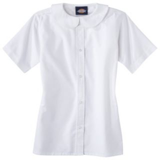 Dickies Girls School Uniform Short Sleeve Peter Pan Blouse   White L