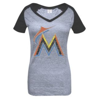 MLB Womens Miami Marlins T Shirt   Grey/Black (S)