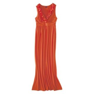 Merona Womens V Neck Ruffle Maxi Dress   Luau Orange   XS