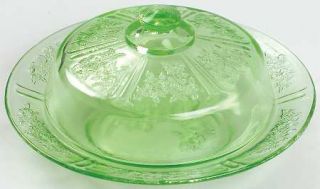 Federal Glass  Sharon Green Round Covered Butter   Green Depression Glass