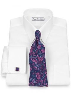 Paul Fredrick Mens Luxury 140s Cotton Tab Collar French Cuff Dress Shirt