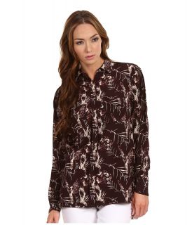 Rachel Roy Two Pocket Blouse in Skull and Bird Print Womens Long Sleeve Button Up (Multi)