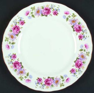Queen Anne (England) Serenade Dinner Plate, Fine China Dinnerware   Pink Roses,B