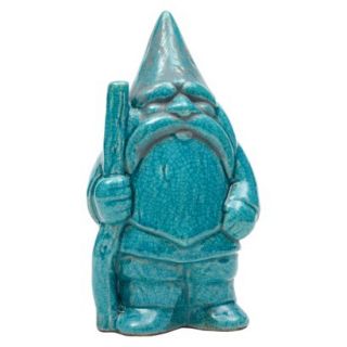 Threshold Garden Guardian Ceramic Lawn Gnome Statue   Aged Blue Crackle Glaze