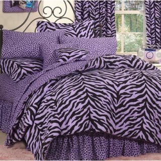 Zebra Print Bed in a Bag   Lavender/Black Queen