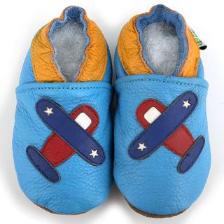 Airplane Soft Sole Blue Leather Baby Shoes (BlueDesign AirplaneMaterials Made from top grade quality leatherNon slip leather soleCotton liningRounded toeSlip on styling0 6 month, sole length 5 inches6 12 month, sole length 5.5 inches12 18 month, sole le