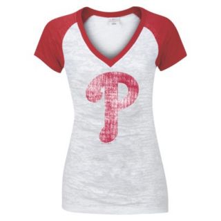 MLB Womens Philadelphia Phillies T Shirt   White/Red (L)
