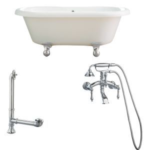 Giagni LP1 PC Portsmouth Cannonball Foot Dual Tub, Drain & Faucet with Hand Show