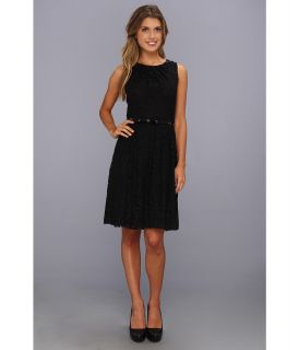 Ellen Tracy Sleeveless Lace Fit Flare Dress Womens Dress (Black)