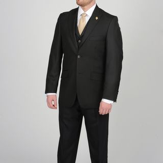 Stacy Adams Mens Black Two button Vested Suit