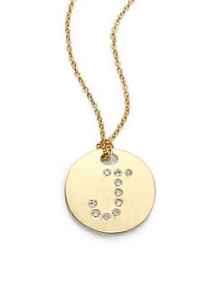 Roberto Coin Diamond and 18K Yellow Gold A Initial Necklace   J