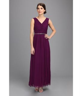 Donna Morgan V Neck Long Chiffon Gown Dress Womens Dress (Purple)
