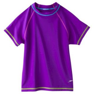 Speedo Girls Short Sleeve Rashguard   Purple S