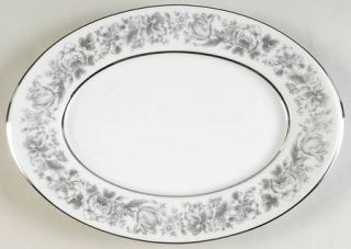 Style House Prestige 12 Oval Serving Platter, Fine China Dinnerware   Gray Flow