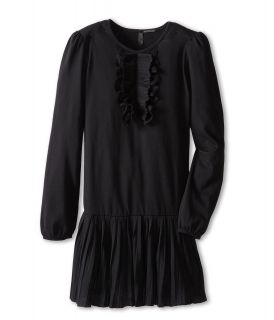 United Colors of Benetton Kids Long Sleeve Pleated Skirt Dress Girls Dress (Black)