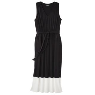 Merona Womens Plus Size Sleeveless Color block Maxi Dress   Black/Cream 4