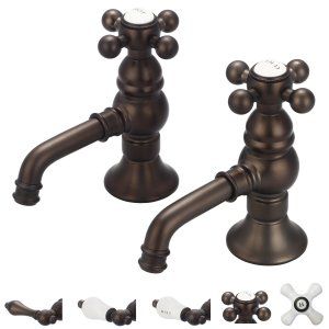 Water Creation F1 0002 03 CL Vintage Classic Basin Cocks Lavatory Faucet