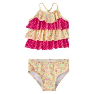 Circo Infant Toddler Girls Ruffled Tankini Set   Pink/Yellow 4T
