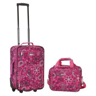 Rockland 19 Rolling Carry On with Tote   Pink Bandana