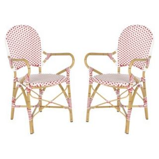 Biarritz 2 Piece Wicker Patio Arm Chair Set   Red/White