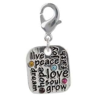 Womens Jezlaine Charm Silver Plated Inspirational   Silver/Multicolor