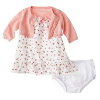 Cherokee Newborn Infant Girls 3Pc Floral Dress Set   White/Pink NB