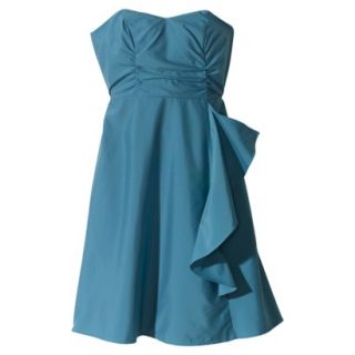 TEVOLIO Womens Strapless Taffeta Dress w/Ruffle   Blue Ocean   10