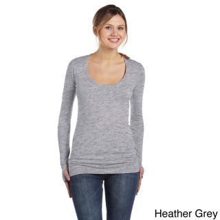 Womens Ribbed Long Sleeve Scoop Neck T shirt