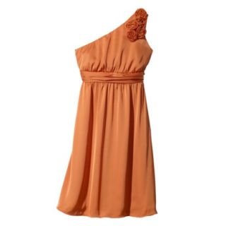 TEVOLIO Womens One Shoulder Rosette Silky Chiffon Dress   Florida Mango   12
