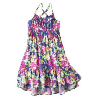 Cherokee Infant Toddler Girls High Low Patterned Maxi Dress   Indigo 2T
