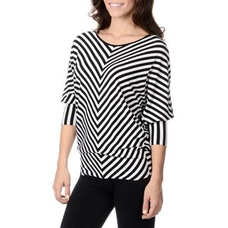 Chelsea and Theodore Womens Black And White Striped Top