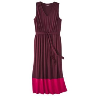 Merona Womens Plus Size Sleeveless Color block Maxi Dress   Berry/Red 3