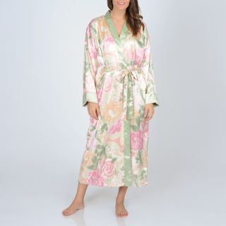 La Cera Womens Pink Floral Print Reversible Robe (PinkFloral printLong sleevesShawl collarBelted closureTwo (2) side pocketsApproximate length from top center back to hem is 51.5 inches. Measurement was taken from a size smallMeasurement Guide Click here 