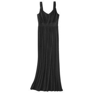 Merona Womens Knit V Neck Ruched Waist Maxi Dress   Black   M
