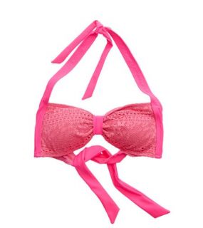 Miami Pink Aerie Retro Halter Bikini Top, Womens XXL
