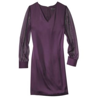 TEVOLIO Womens Shift Dress w/Sheer Sleeve   Purple Duet   10