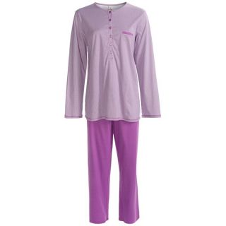 Calida Lavender Breeze Pants Pajama Set   Cotton  Long Sleeve (For Women)   VIOLET (M )