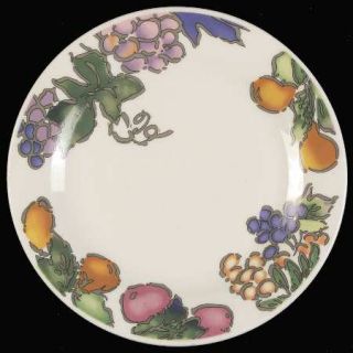 Gibson Designs Sorbet Salad Plate, Fine China Dinnerware   Various Fruits W/Gray