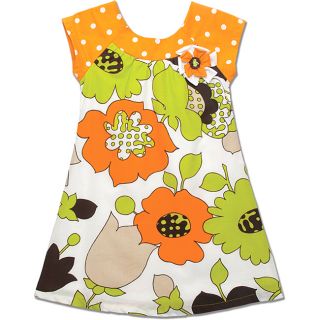 Beetlejuice London Girls Orange Dot/ Flower Baby Doll Dress
